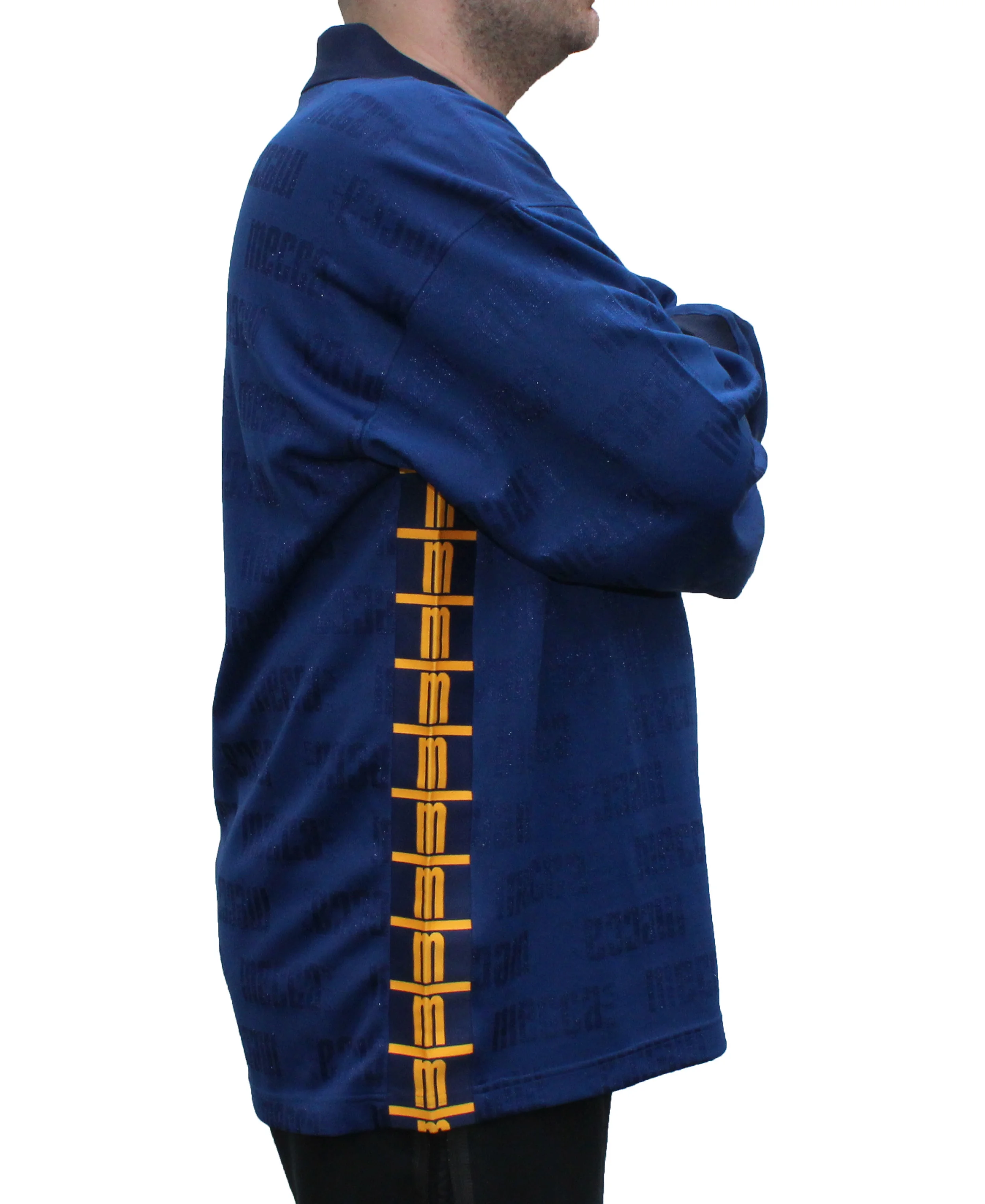 Vintage Mecca USA #1 All Over Logo Blue / Yellow L/S Rugby (Size